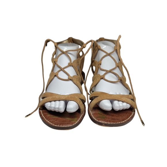 Sam Edelman Gemma gladiator strappy tie sandals 9.5 leather summer neutral - Picture 4 of 9